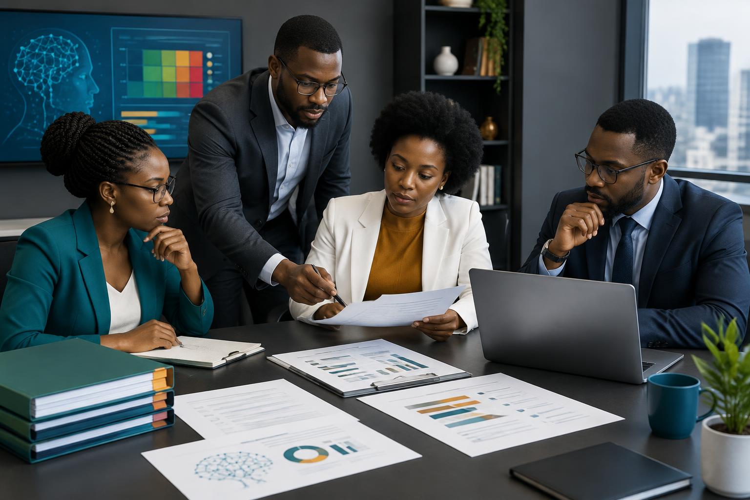 AI-generated illustration: Illustration of an AI governance team reviewing risk assessment and audit evidence